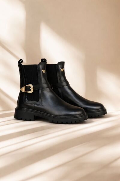 25203 GERÇEK DERİ SİYAH BOT