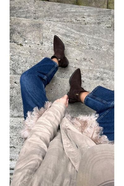 Blooma Bitter Kahve Süet Hakiki Deri