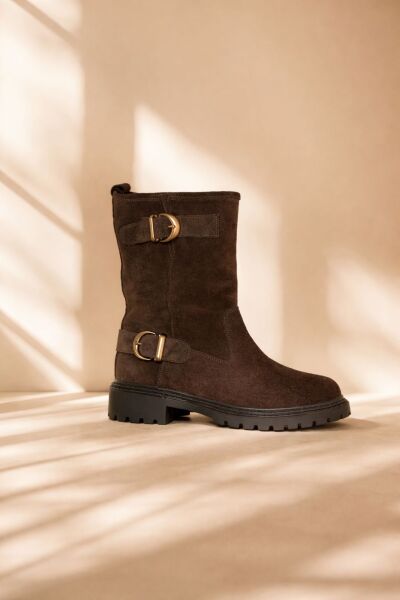 25206 GERÇEK DERİ KAHVE SÜET KADIN BOT