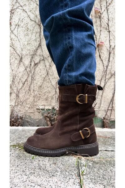 Viyolaa Hakiki Deri Kemer Detaylı Kadın Bot