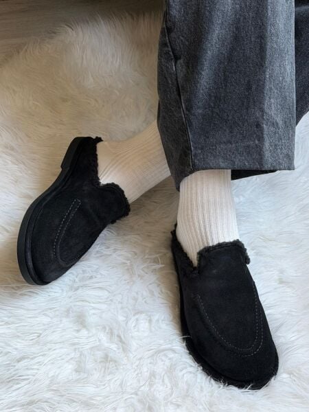 7076 KADIN GERÇEK DERİ İÇİ KÜRKLÜ  TERLİK