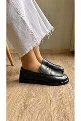 6001 -TB KADIN GERÇEK DERİ SİYAH LOAFER