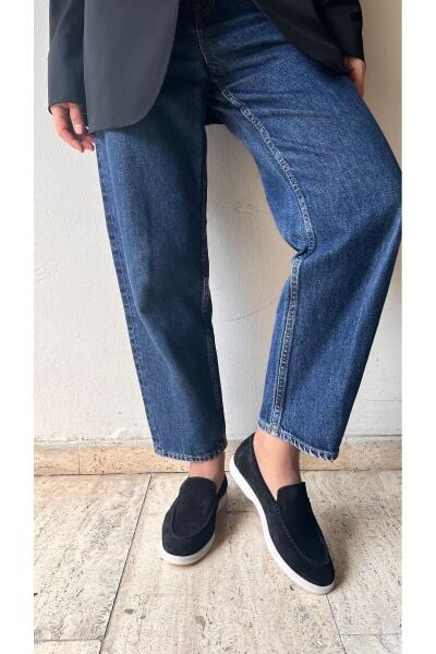 Vayne Nude Hakiki Deri Düz Taban Kadın Babet