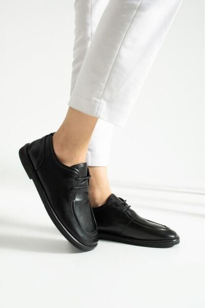 6154 KADIN SİYAH GERÇEK DERİ LOAFER AYAKABBI