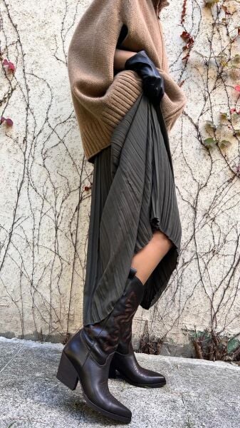 idlea Hakiki Deri Sivri Burun Kadın Topuklu Dallas Çizme