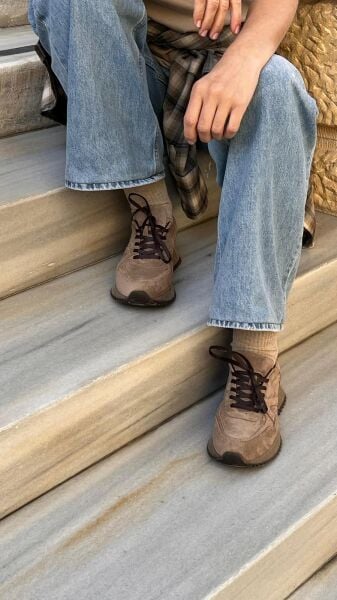 milana Haki Deri Kadın Spor Ayakkabı