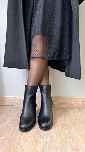 Eliya Lastikli Kalın bot Topuklu yuvarlak burunlu