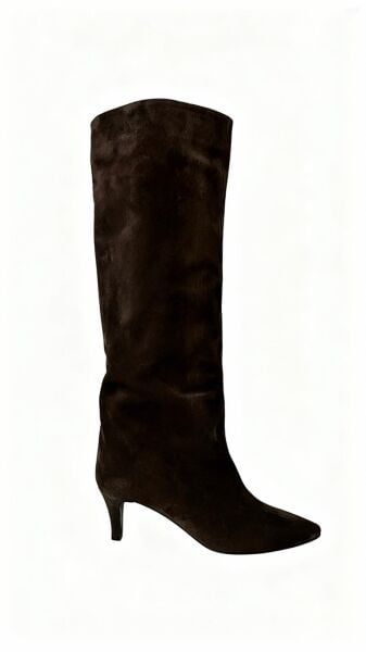 2074 KADIN GERÇEK DERİ KAHVE SÜET TOPUKLU ÇİZME