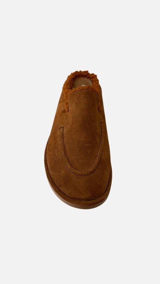 7076 KADIN HAKİKİ  SÜET İÇİ KÜRKLÜ LOAFER TERLİK
