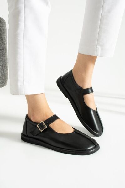 6150 KADIN GERÇEK DERİ SİYAH BABET