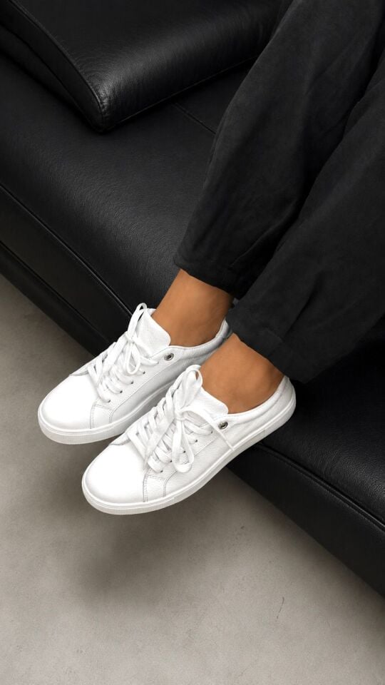 Klio Hakiki Deri  Kadın Sneaker Ayakkabı -Beyaz