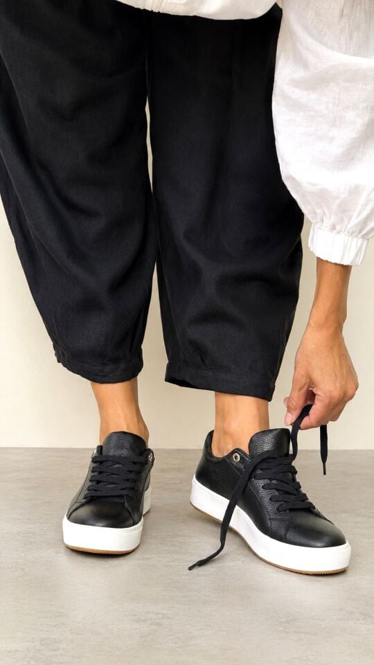 Klio Hakiki Deri  Kadın Sneaker Ayakkabı -Siyah 